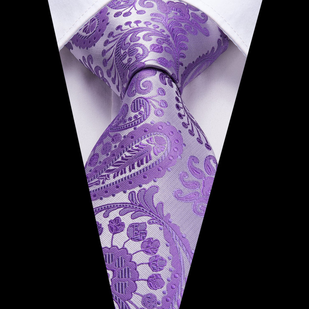 GentCrest Purple Paisley Tie Hanky Cufflinks Set - Image 2