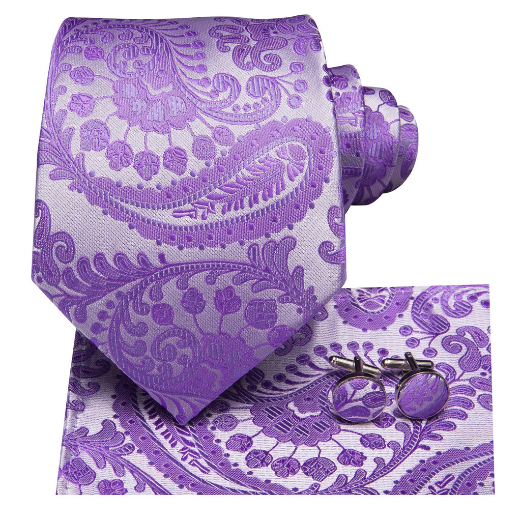 GentCrest Purple Paisley Tie Hanky Cufflinks Set - Image 4