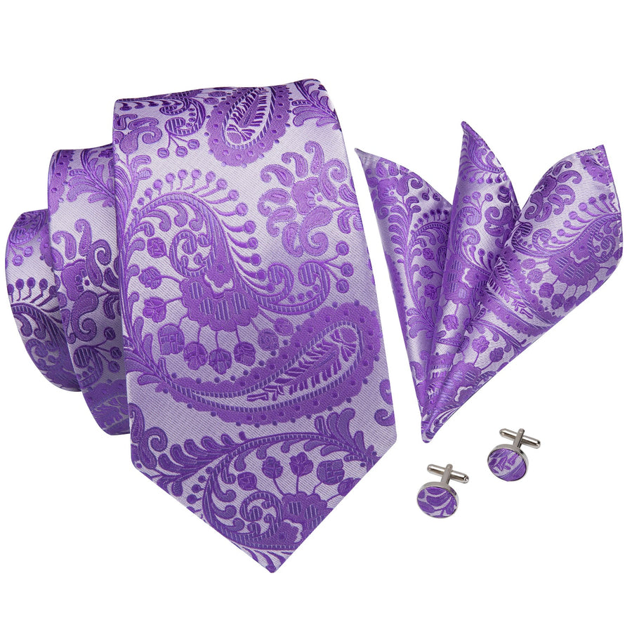 Lavender Paisley XL Silk Tie Set - GentCrest - View 3