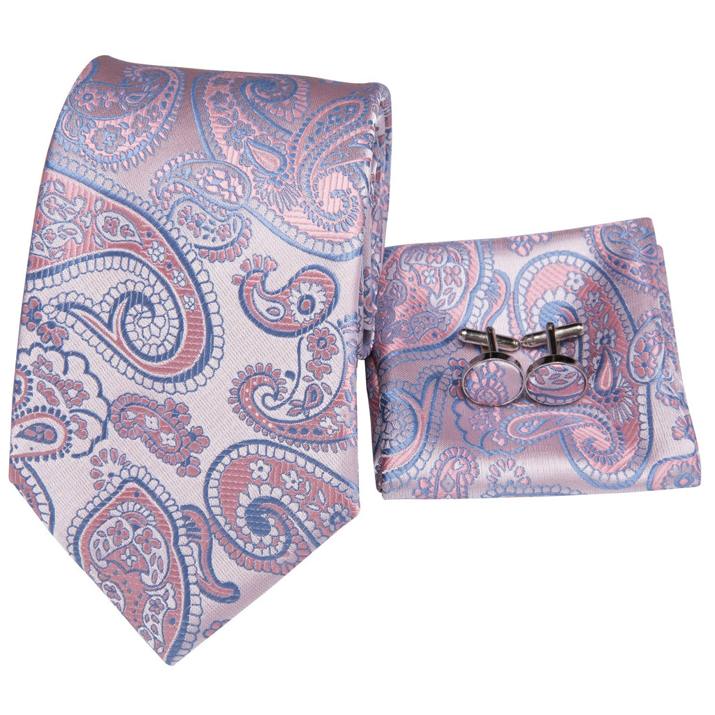 GentCrest Blue Paisley Tie Hanky Cufflinks Set - Image 4