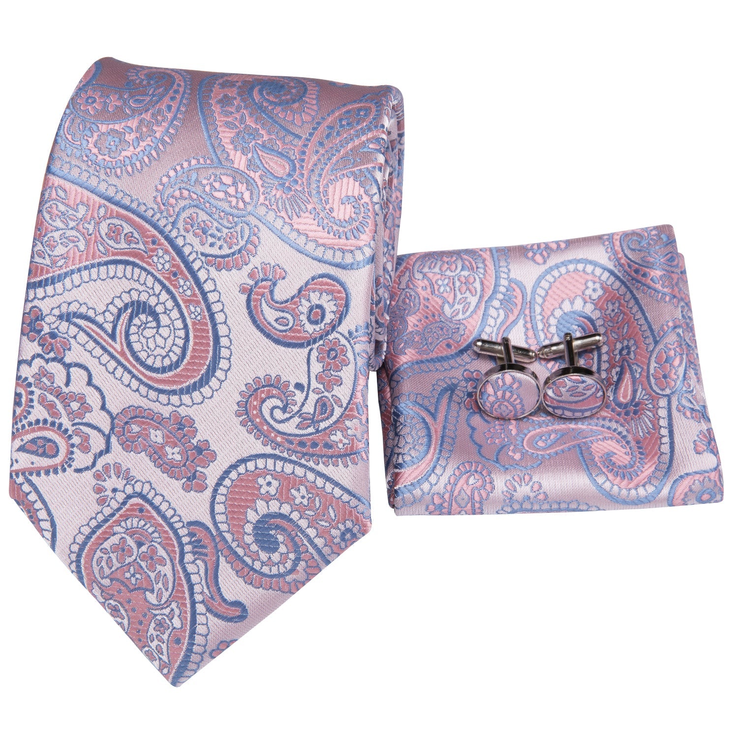 GentCrest Blue Paisley Tie Hanky Cufflinks Set - Image 4