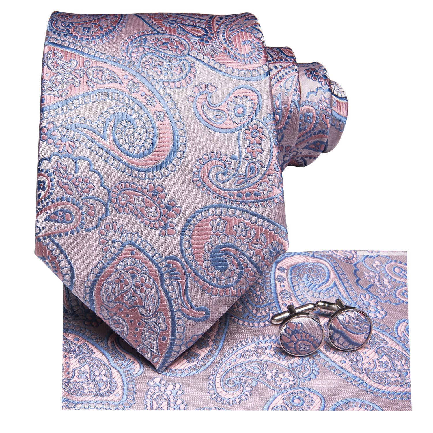 GentCrest Blue Paisley Tie Hanky Cufflinks Set - Image 3