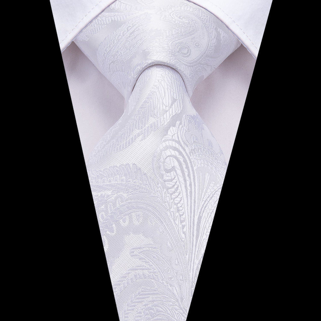 GentCrest White Paisley Tie Hanky Cufflinks Set - Image 2
