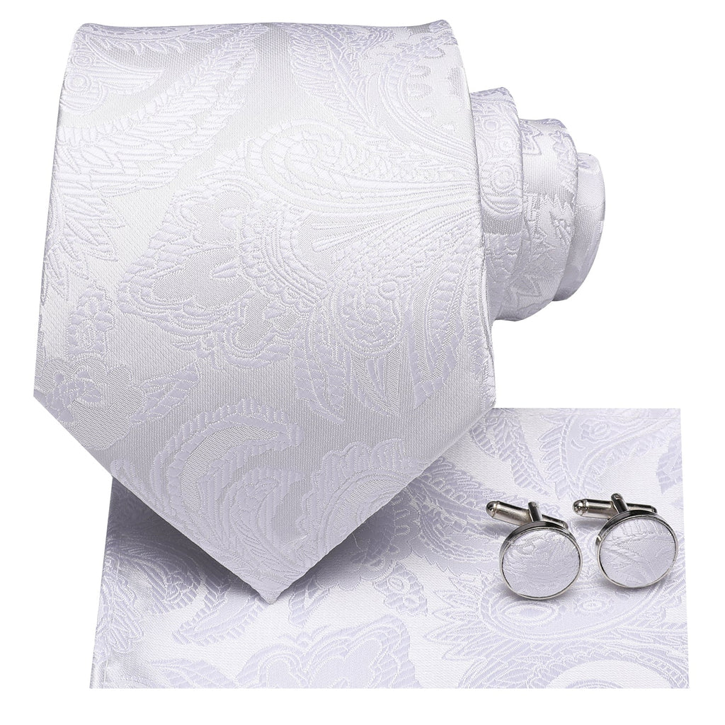 GentCrest White Paisley Tie Hanky Cufflinks Set - Image 4