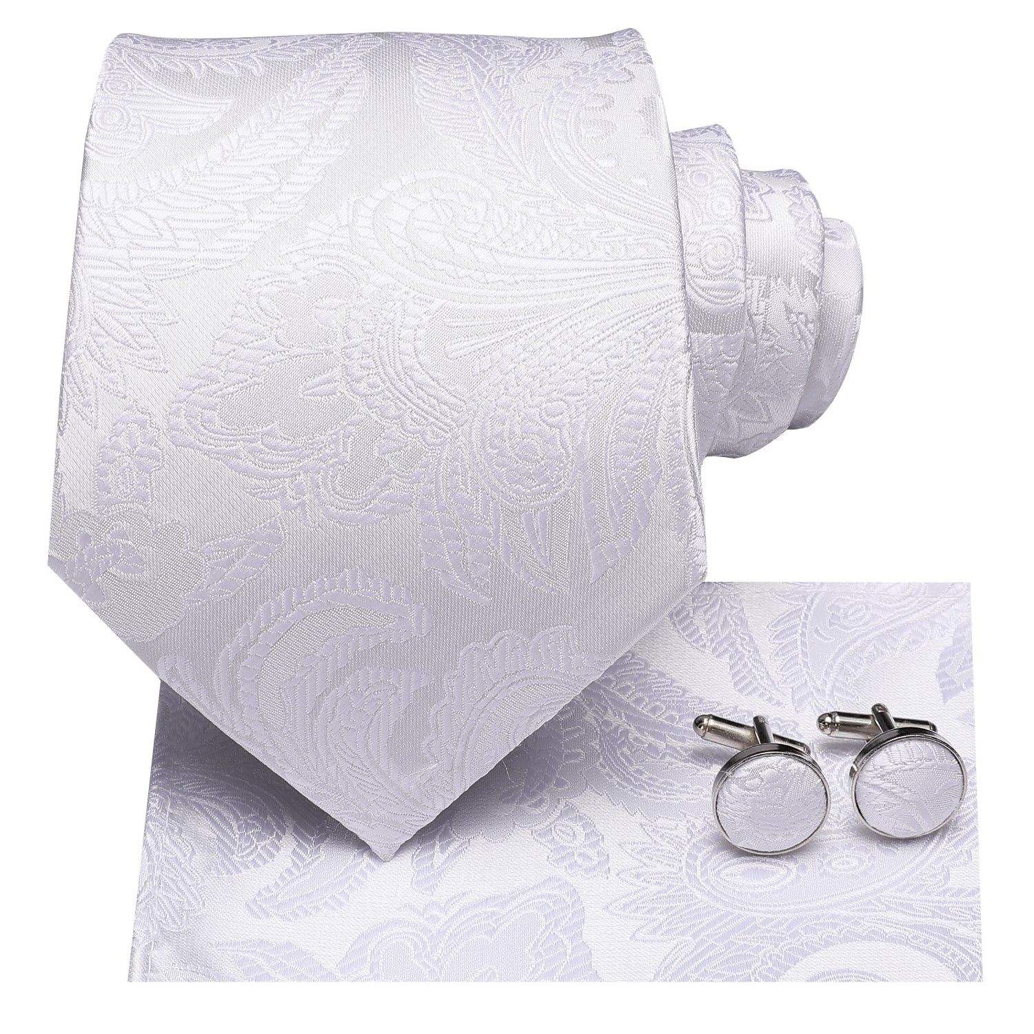 GentCrest White Paisley Tie Hanky Cufflinks Set - Image 4