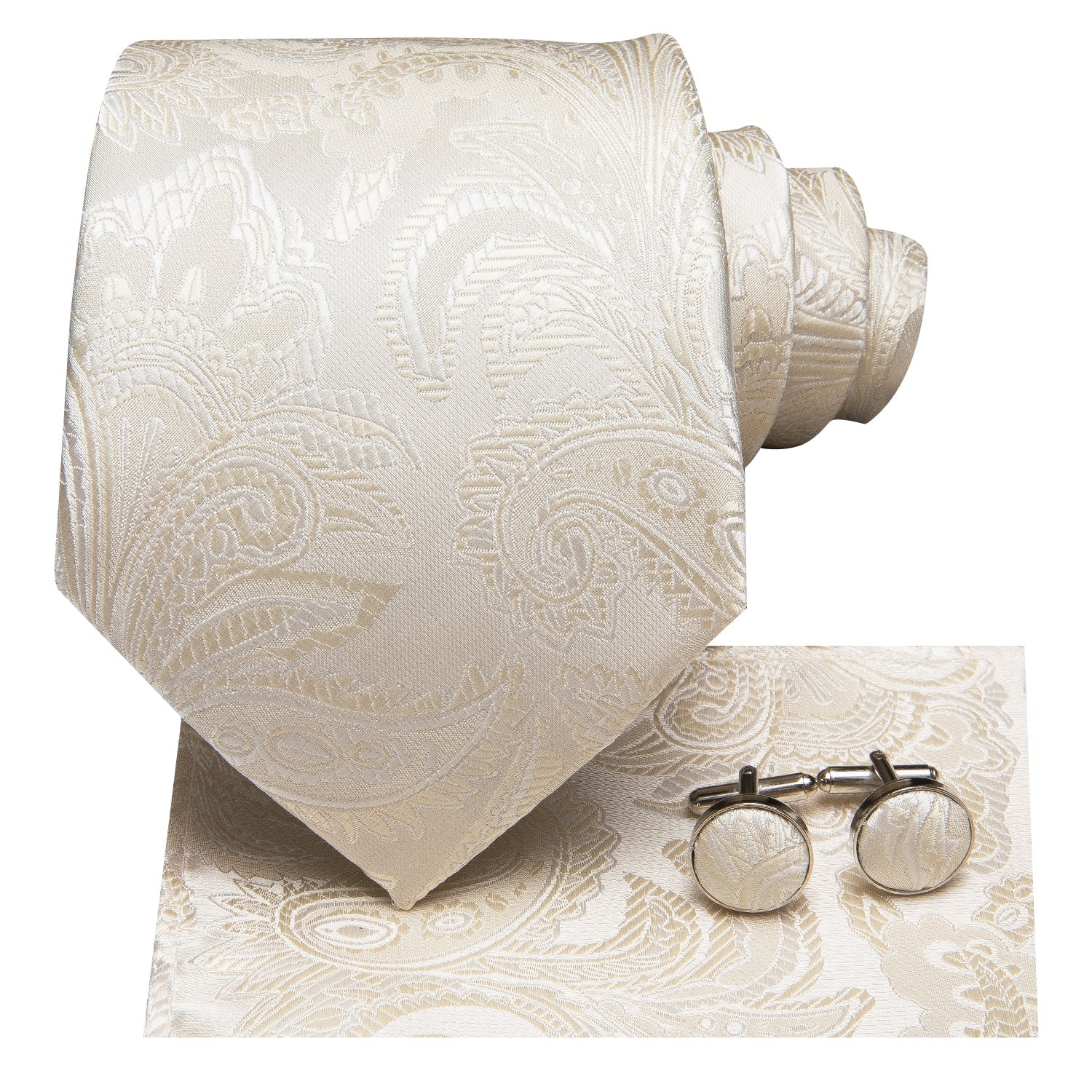 GentCrest Champagne Paisley Tie Hanky Cufflinks Set - Image 4