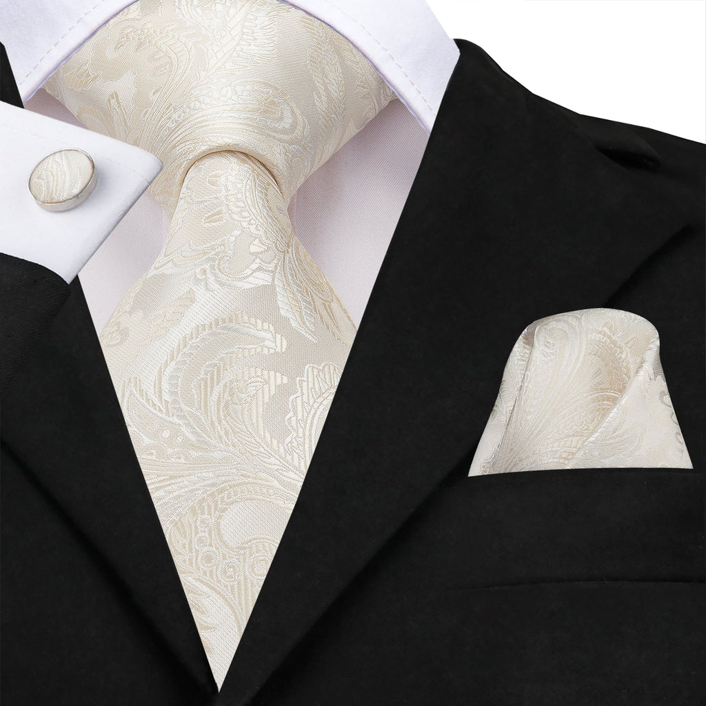 GentCrest Champagne Paisley Tie Hanky Cufflinks Set - Image 1
