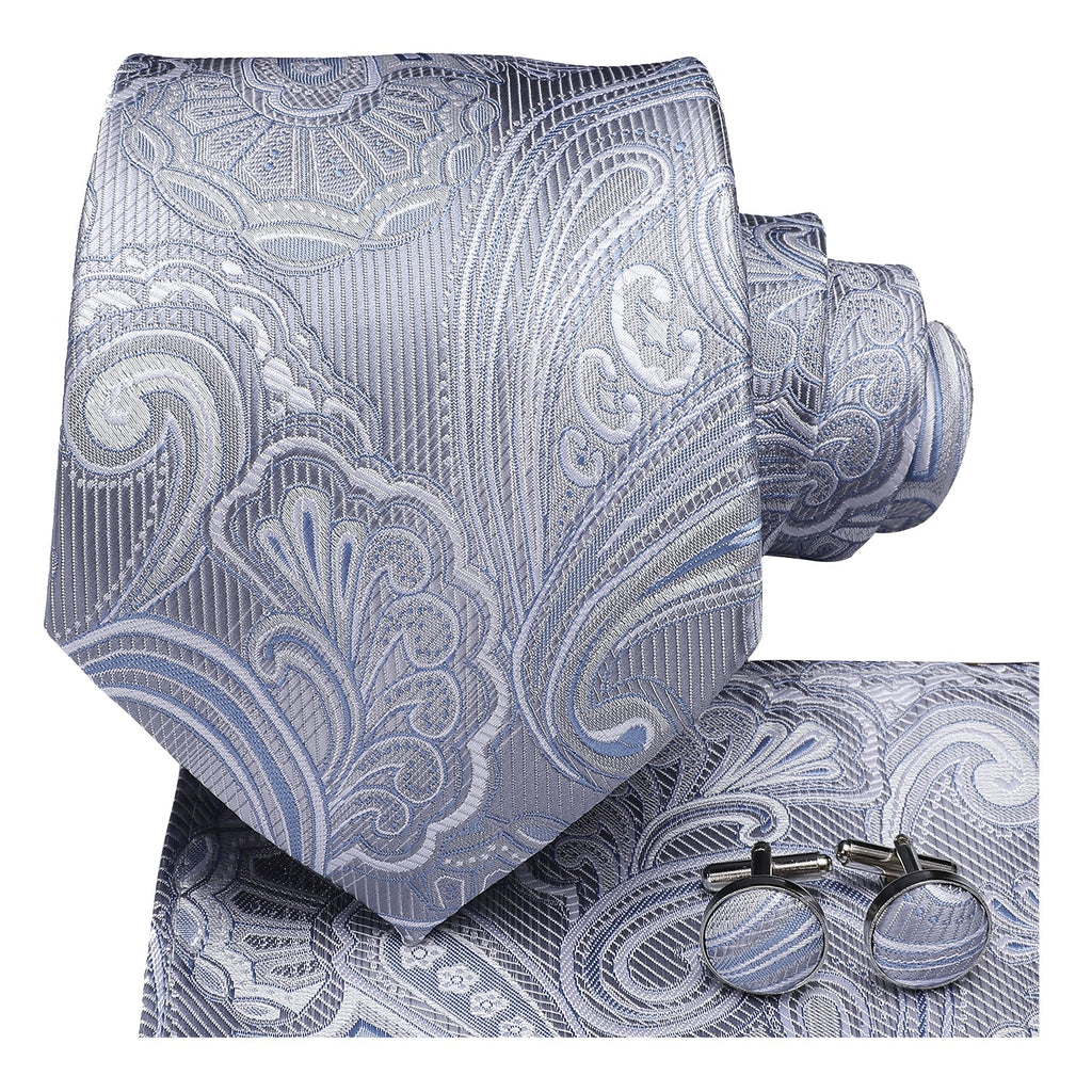 GentCrest Blue Paisley Tie Hanky Cufflinks Set - Image 4