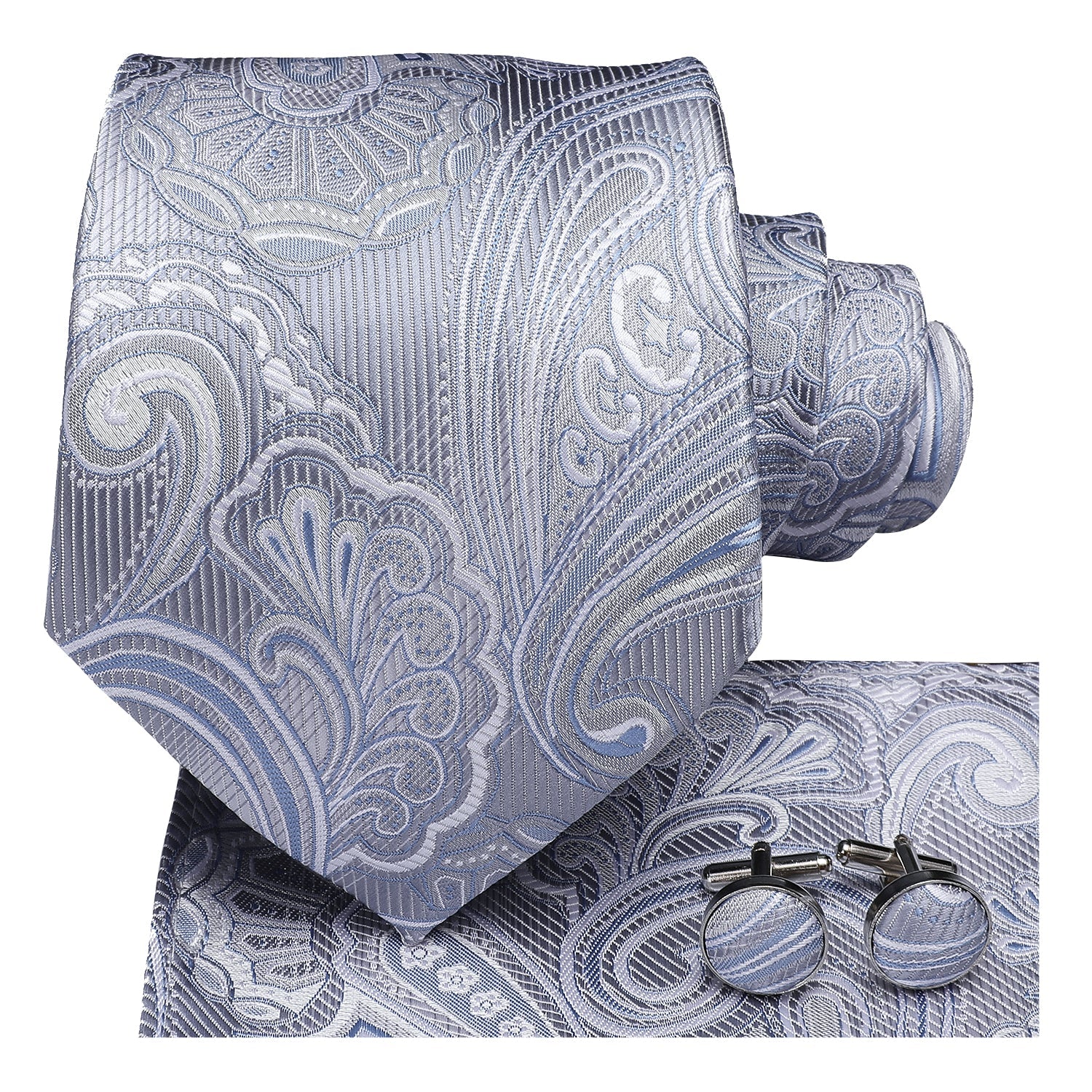 GentCrest Blue Paisley Tie Hanky Cufflinks Set - Image 4