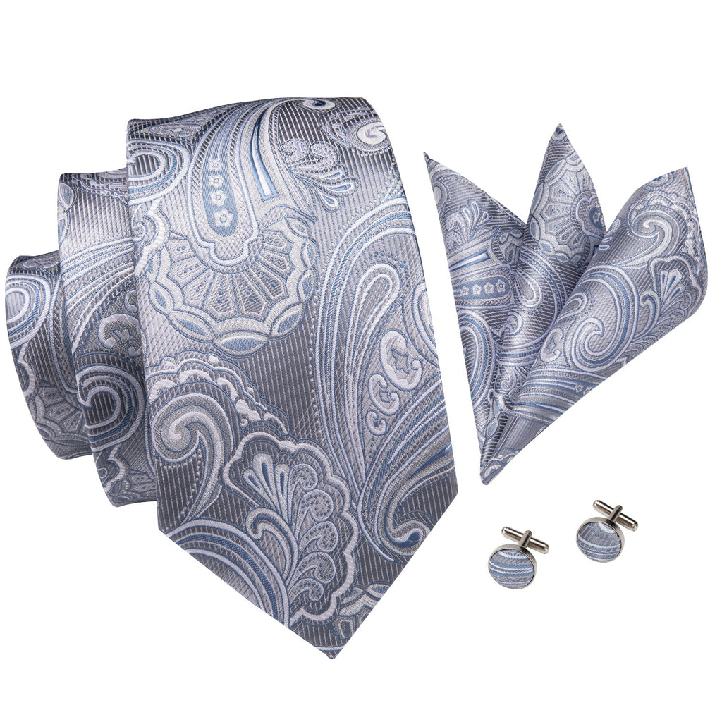 GentCrest Blue Paisley Tie Hanky Cufflinks Set - Image 3