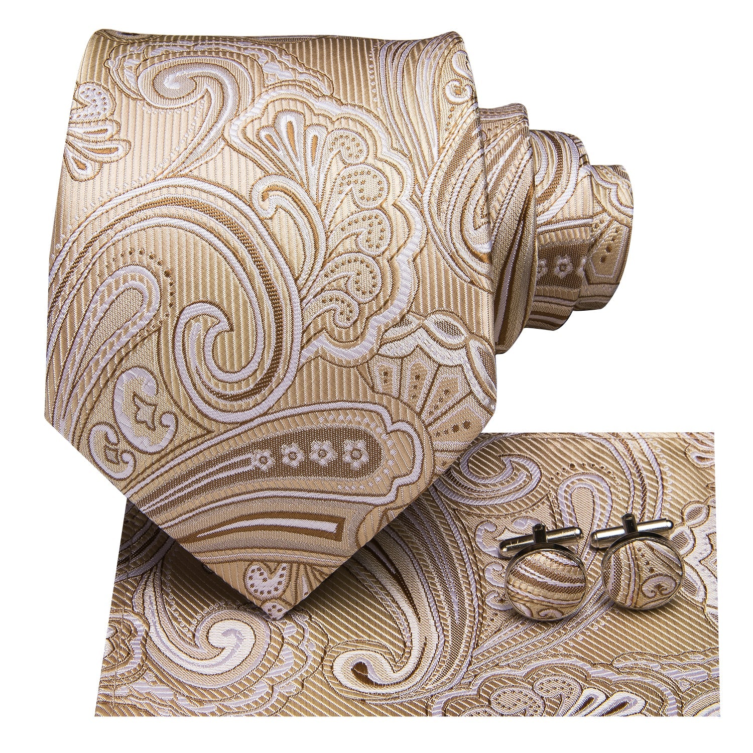 GentCrest Silver Paisley Tie Hanky Cufflinks Set - Image 4