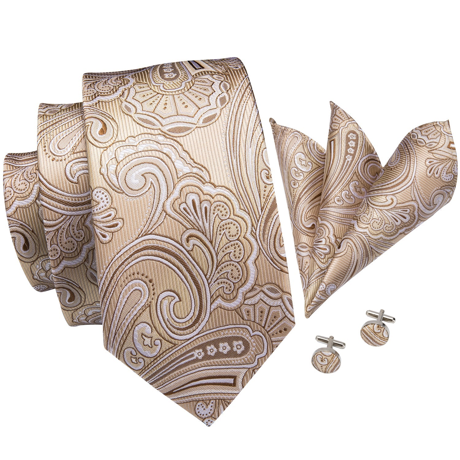 GentCrest Silver Paisley Tie Hanky Cufflinks Set - Image 3