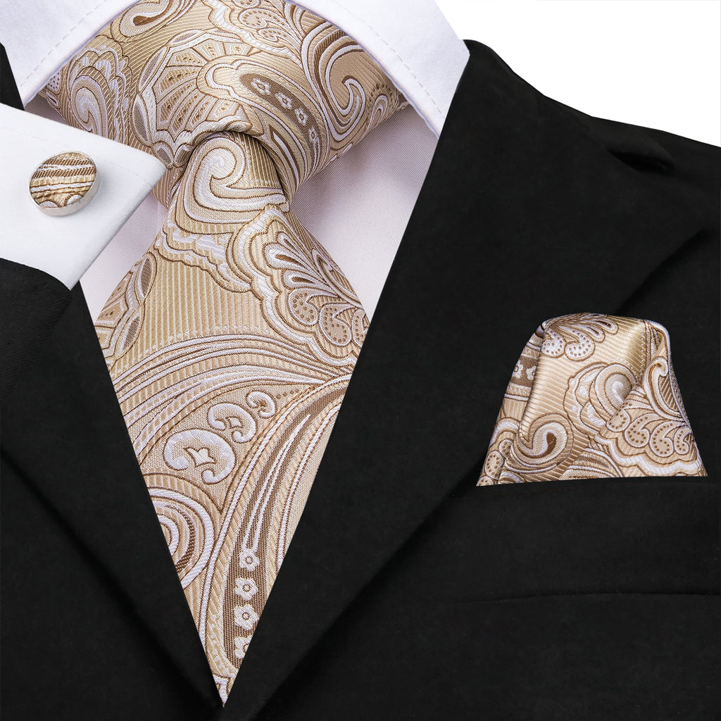 GentCrest Silver Paisley Tie Hanky Cufflinks Set - Image 1