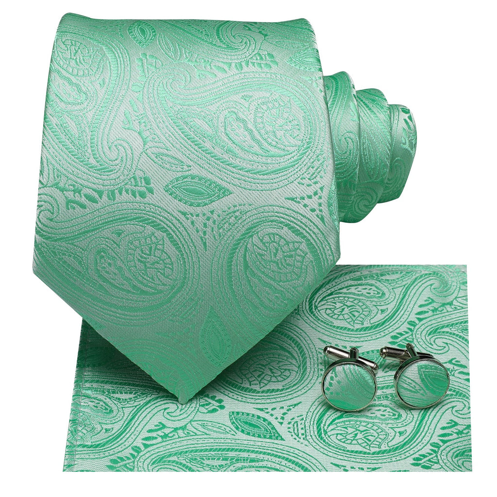 GentCrest Green Paisley Tie Hanky Cufflinks Set - Image 3