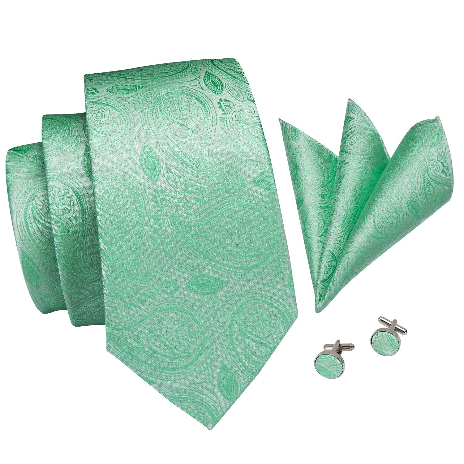 GentCrest Green Paisley Tie Hanky Cufflinks Set - Image 4