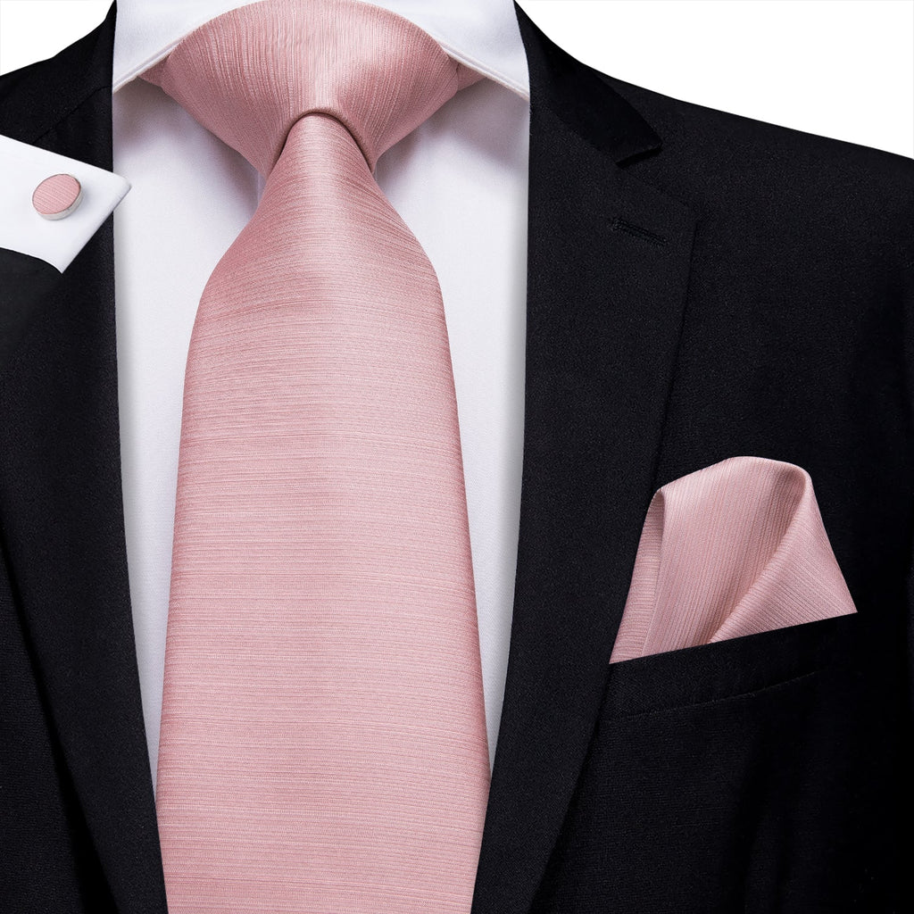 GentCrest Pink Solid Tie Hanky Cufflinks Set - Image 2