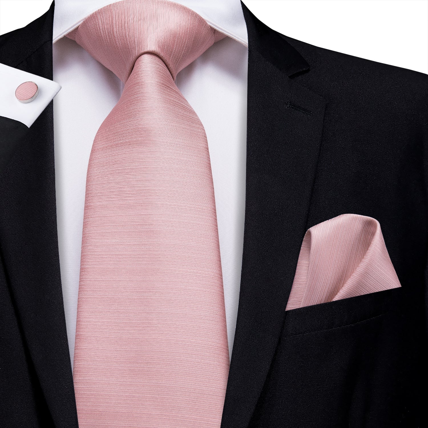 GentCrest Pink Solid Tie Hanky Cufflinks Set - Image 2