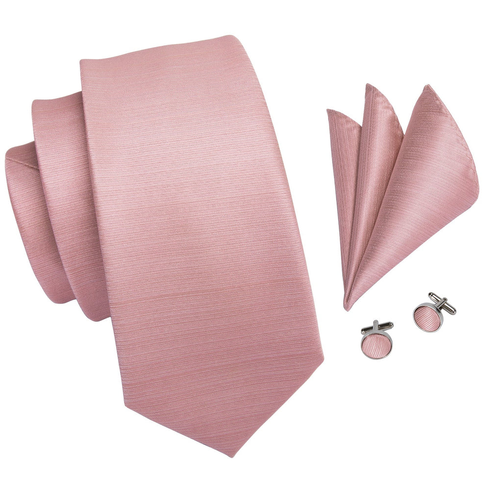 GentCrest Pink Solid Tie Hanky Cufflinks Set - Image 4