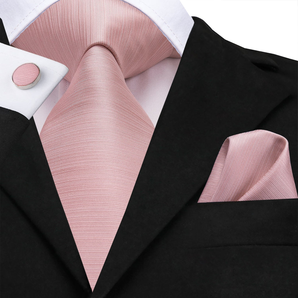 GentCrest Pink Solid Tie Hanky Cufflinks Set - Image 1