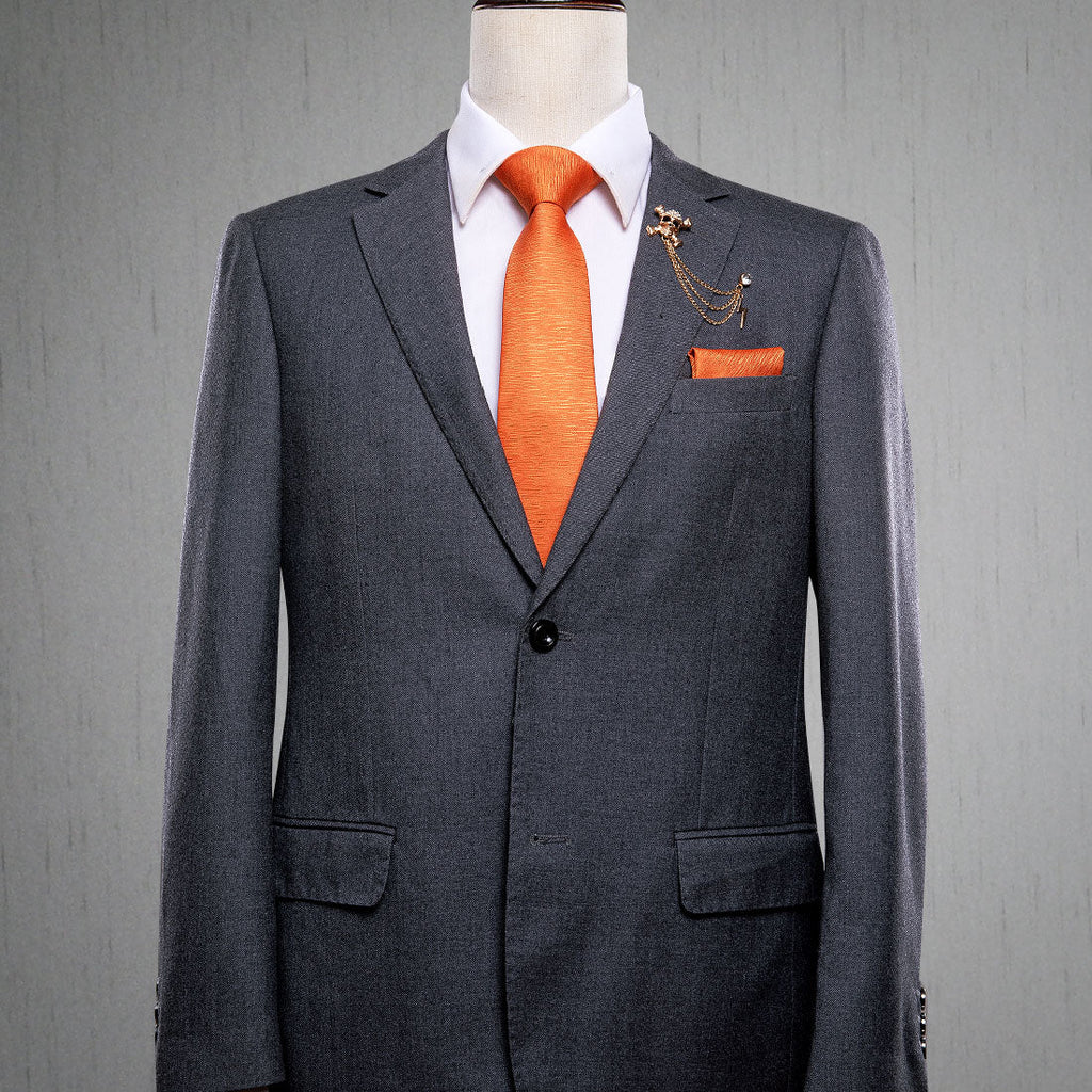 GentCrest Orange Solid Tie with Accessories - Image 1