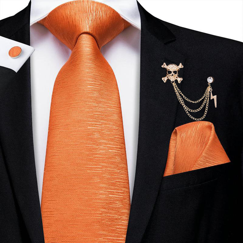 GentCrest Orange Solid Tie with Accessories - Image 2