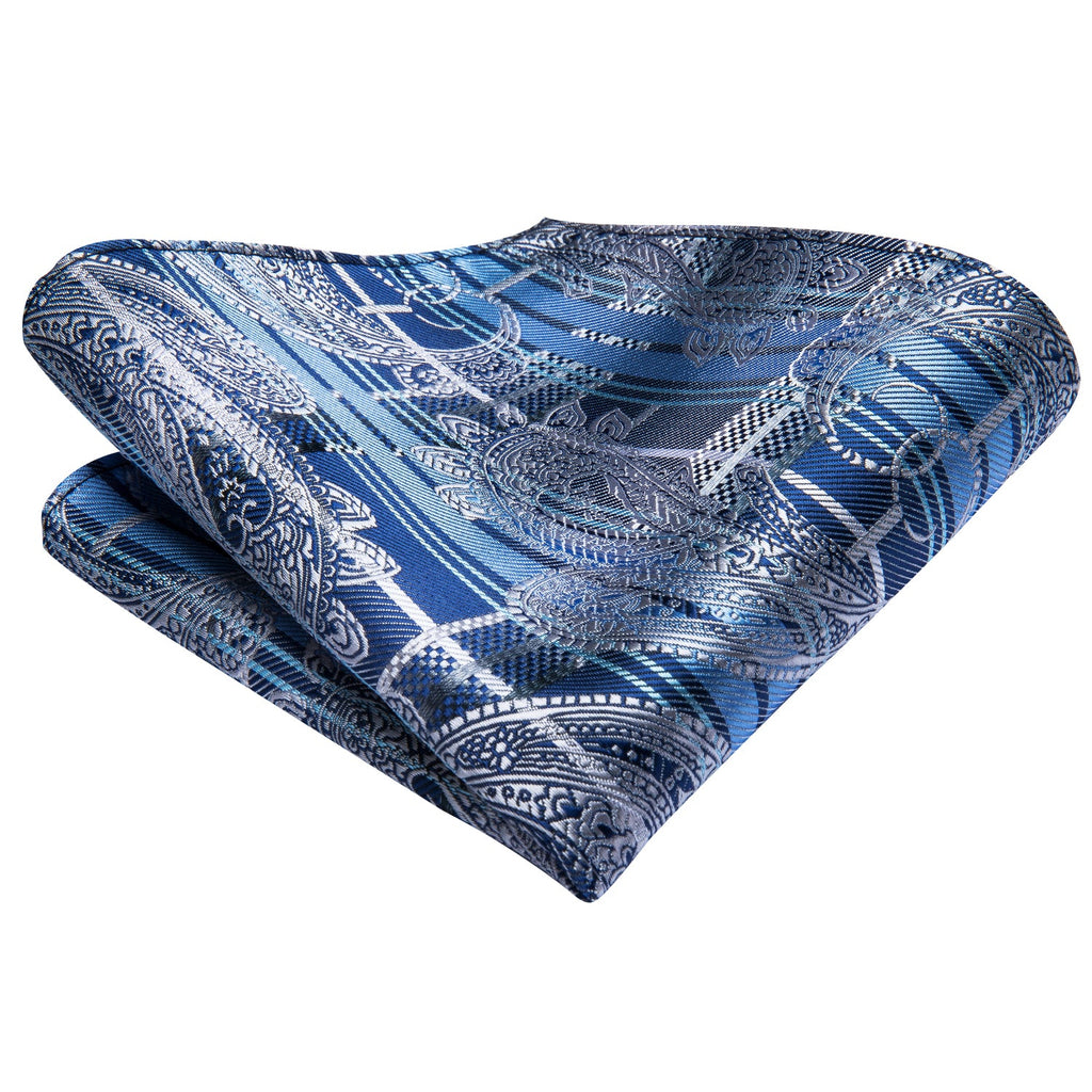 GentCrest Blue Paisley Tie Hanky Cufflinks Set - Image 4