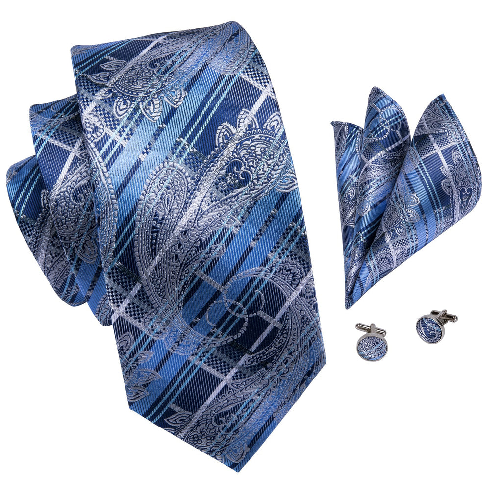 GentCrest Blue Paisley Tie Hanky Cufflinks Set - Image 2