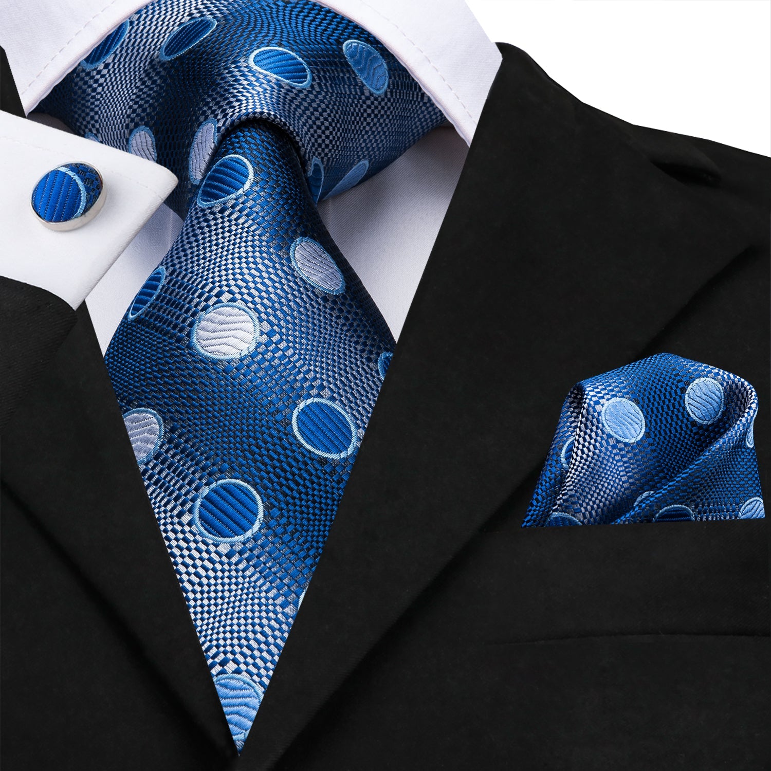 GentCrest Blue Polka Dot Tie Hanky Cufflinks Set - Image 1