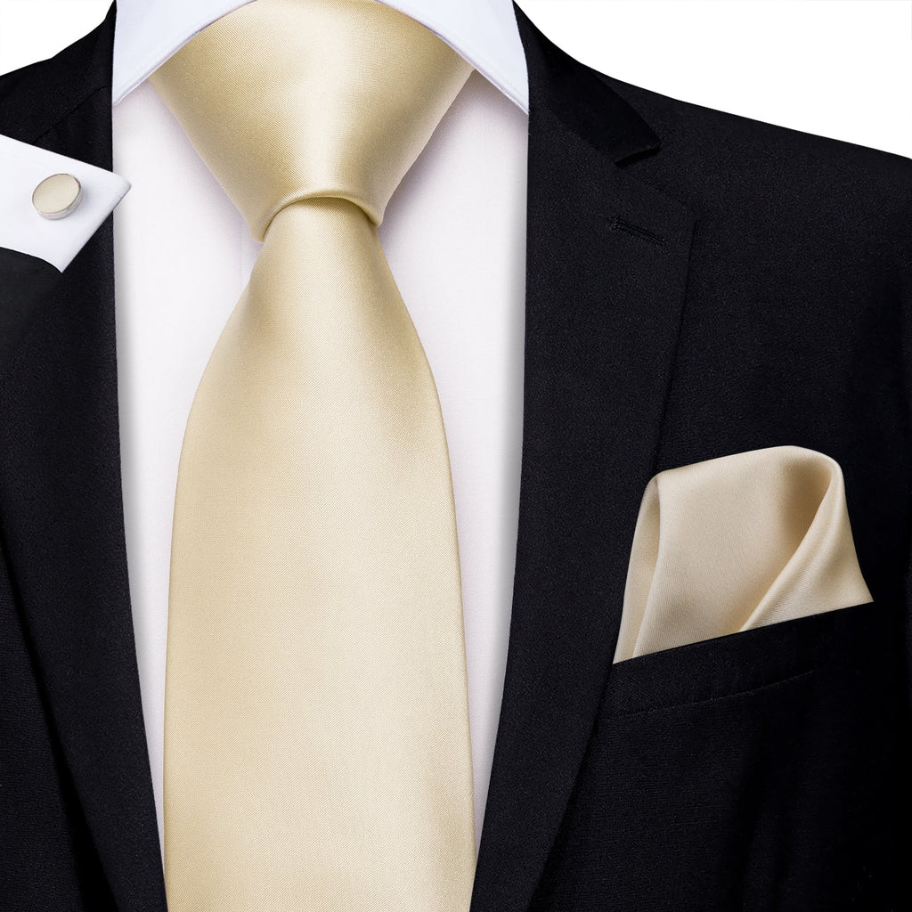 GentCrest Beige Solid Tie Hanky Cufflinks Set - Image 2