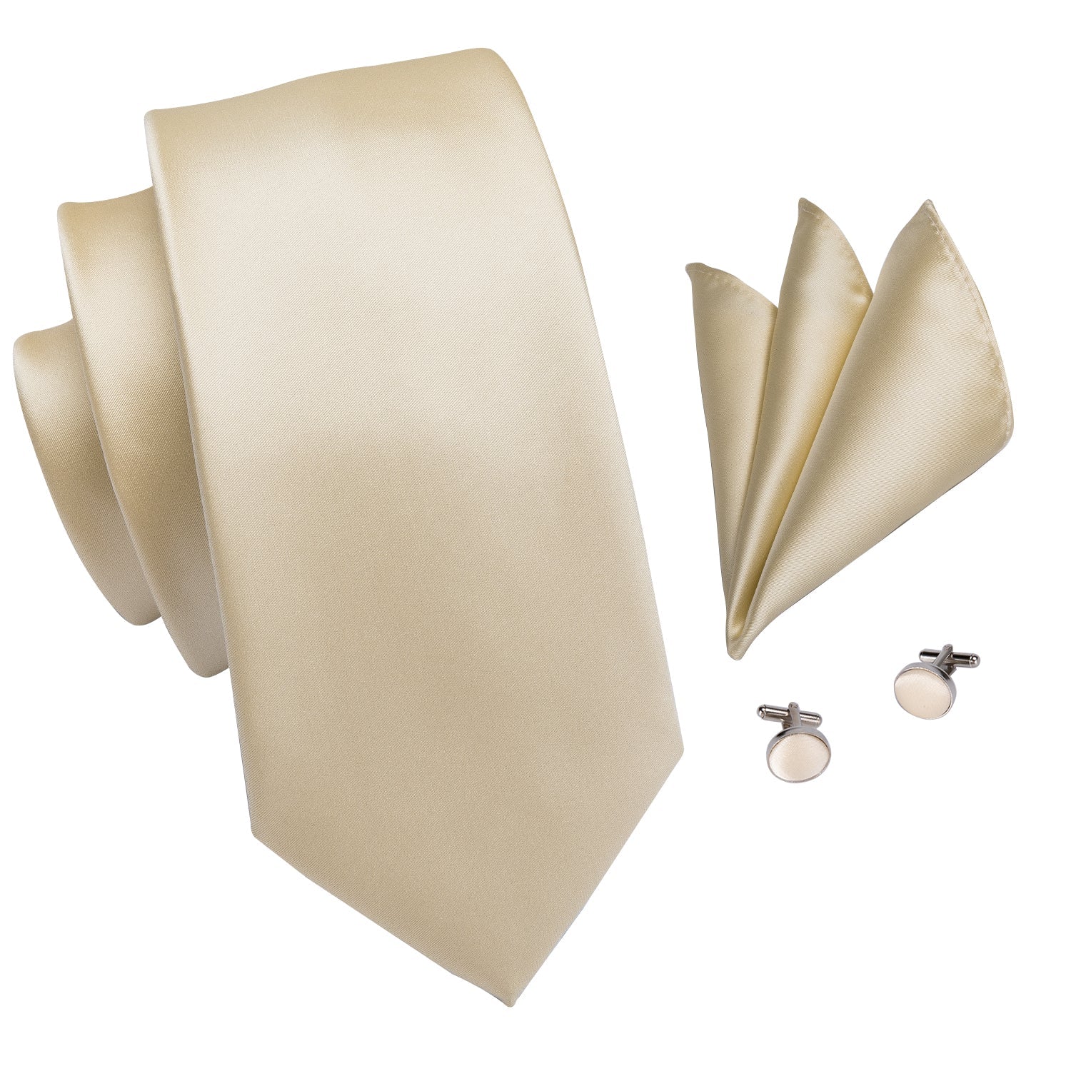 GentCrest Beige Solid Tie Hanky Cufflinks Set - Image 3