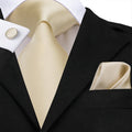 GentCrest Beige Solid Tie Hanky Cufflinks Set - Image 1