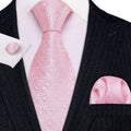 Light Pink Floral Silk Tie Set - GentCrest