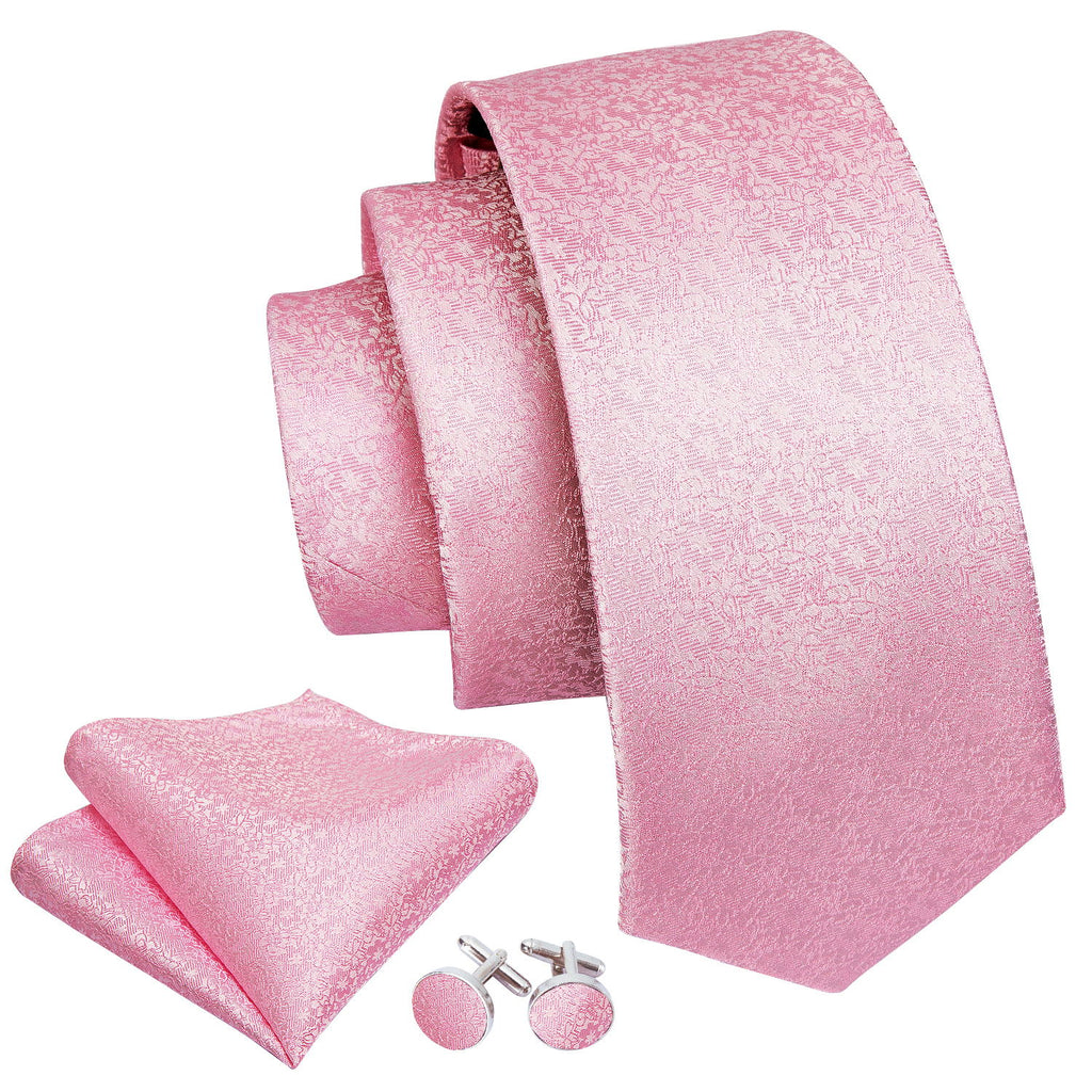Light Pink Floral Silk Tie Set - GentCrest - View 2