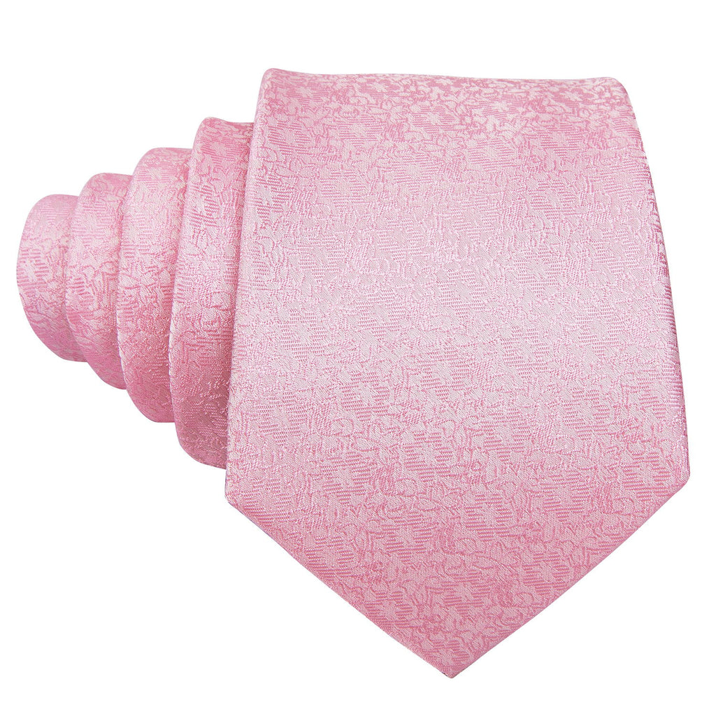 Light Pink Floral Silk Tie Set - GentCrest - View 3