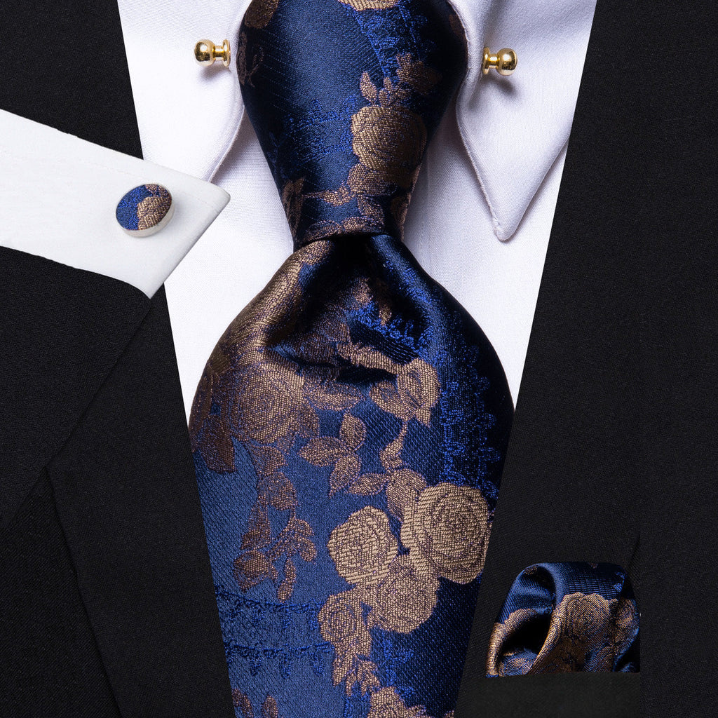 GentCrest Blue Floral Tie with Accessories - Image 2