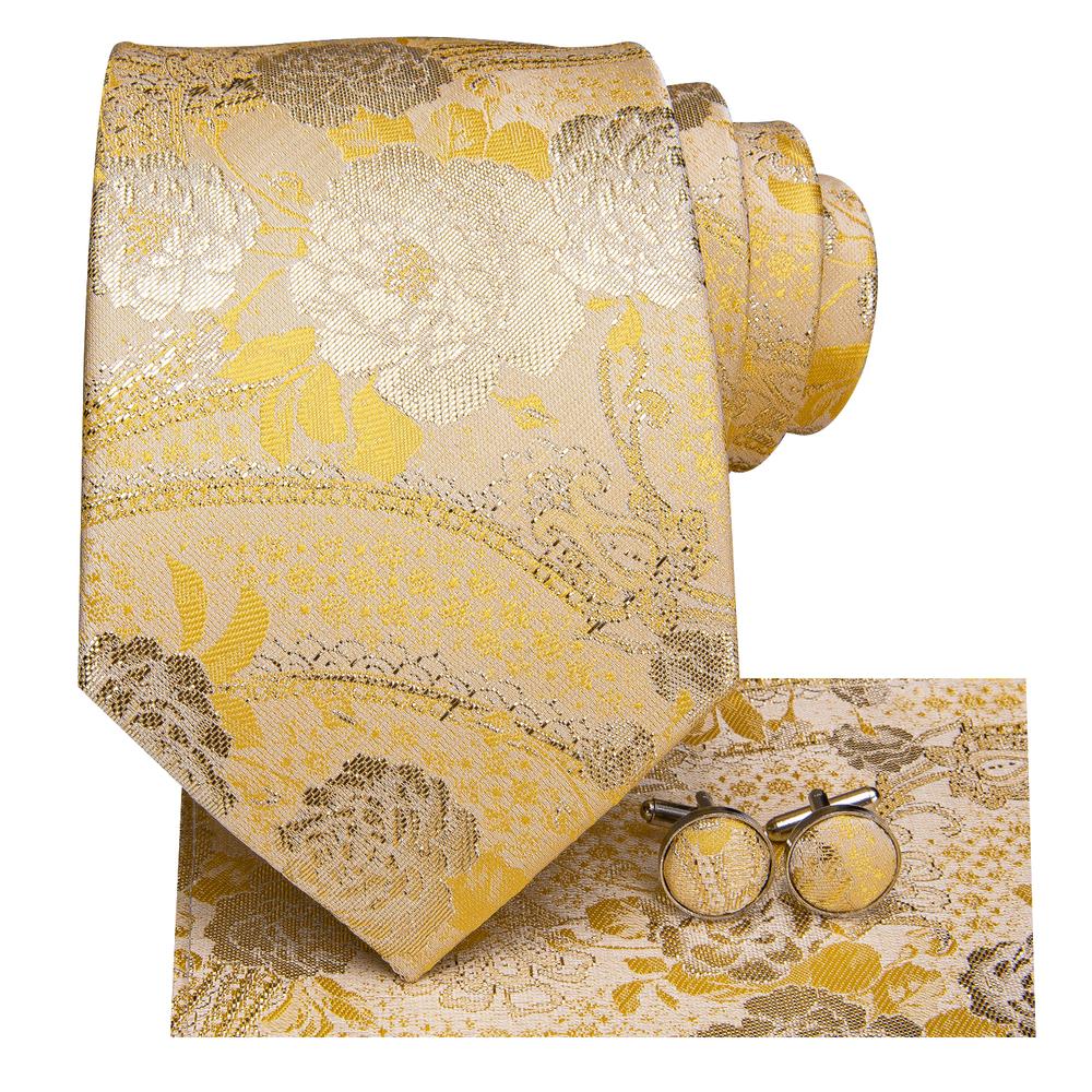 GentCrest Gold Floral Tie Hanky Cufflinks Set - Image 3