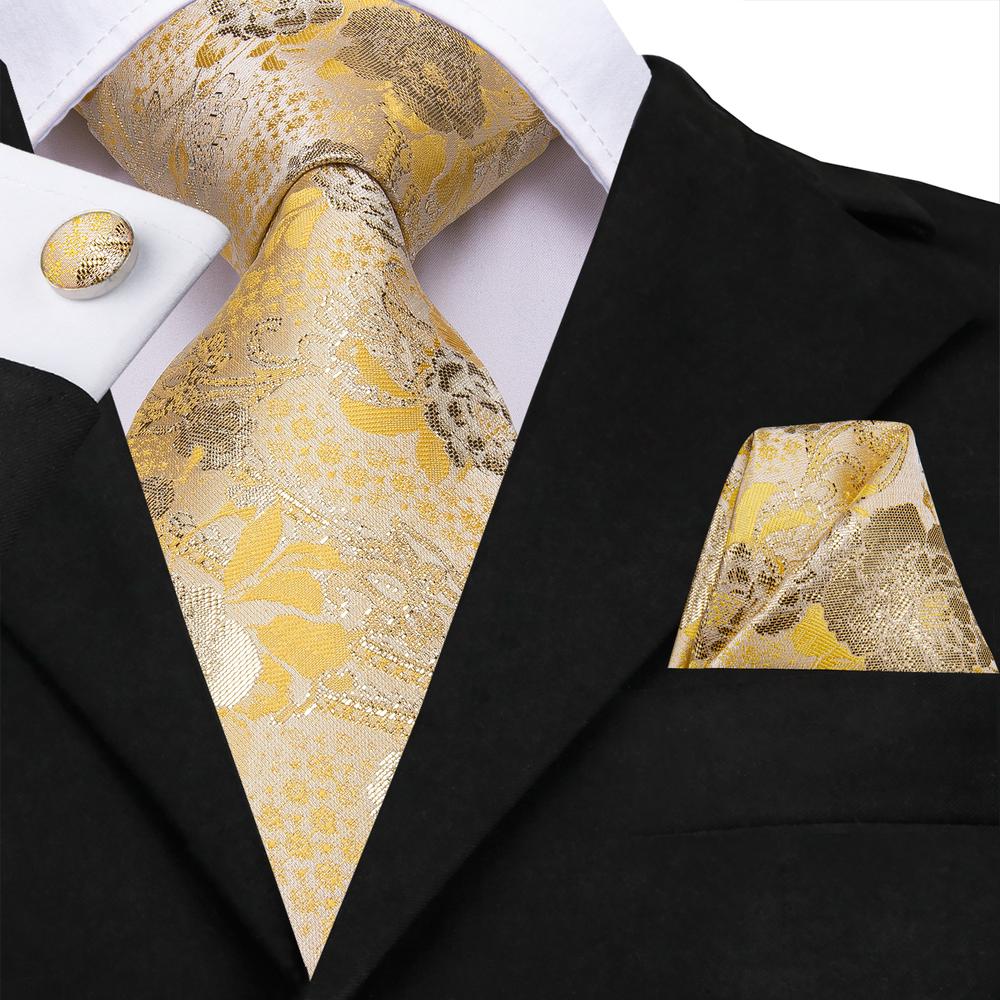 GentCrest Gold Floral Tie Hanky Cufflinks Set - Image 1