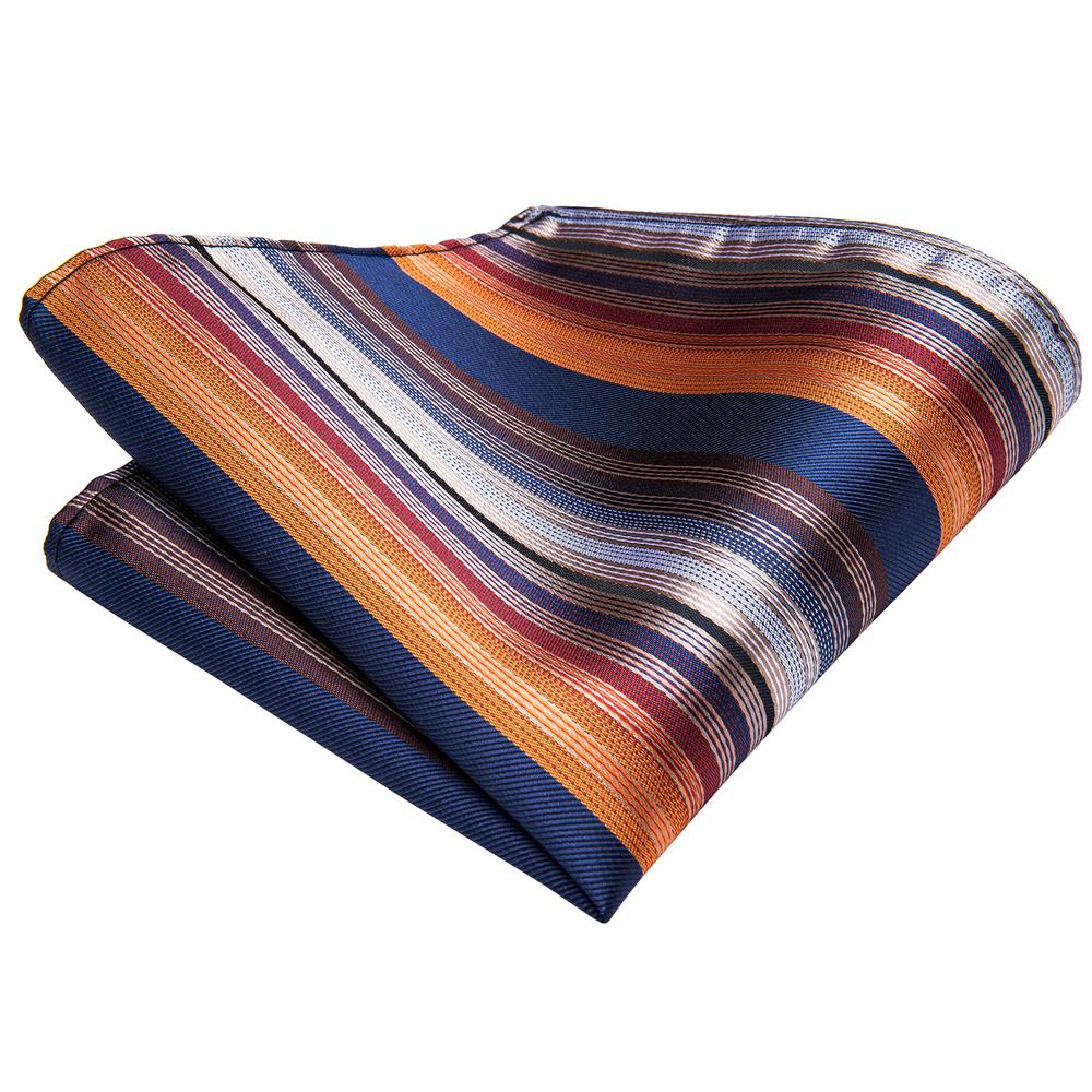 Navy, Copper & Burgundy Diagonal Striped Silk Tie Set - GentCrest - View 3