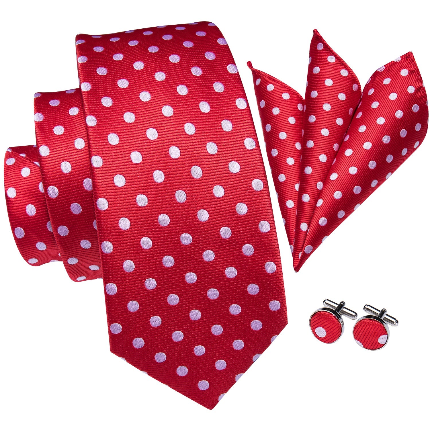 GentCrest Red Polka Dot Tie Hanky Cufflinks Set - Image 3
