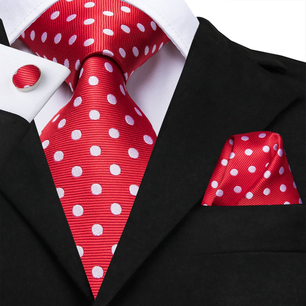GentCrest Red Polka Dot Tie Hanky Cufflinks Set - Image 1