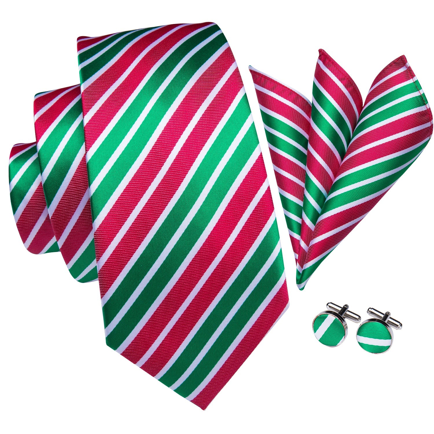 GentCrest Red Striped Tie Hanky Cufflinks Set - Image 3