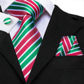 GentCrest Red Striped Tie Hanky Cufflinks Set - Image 1