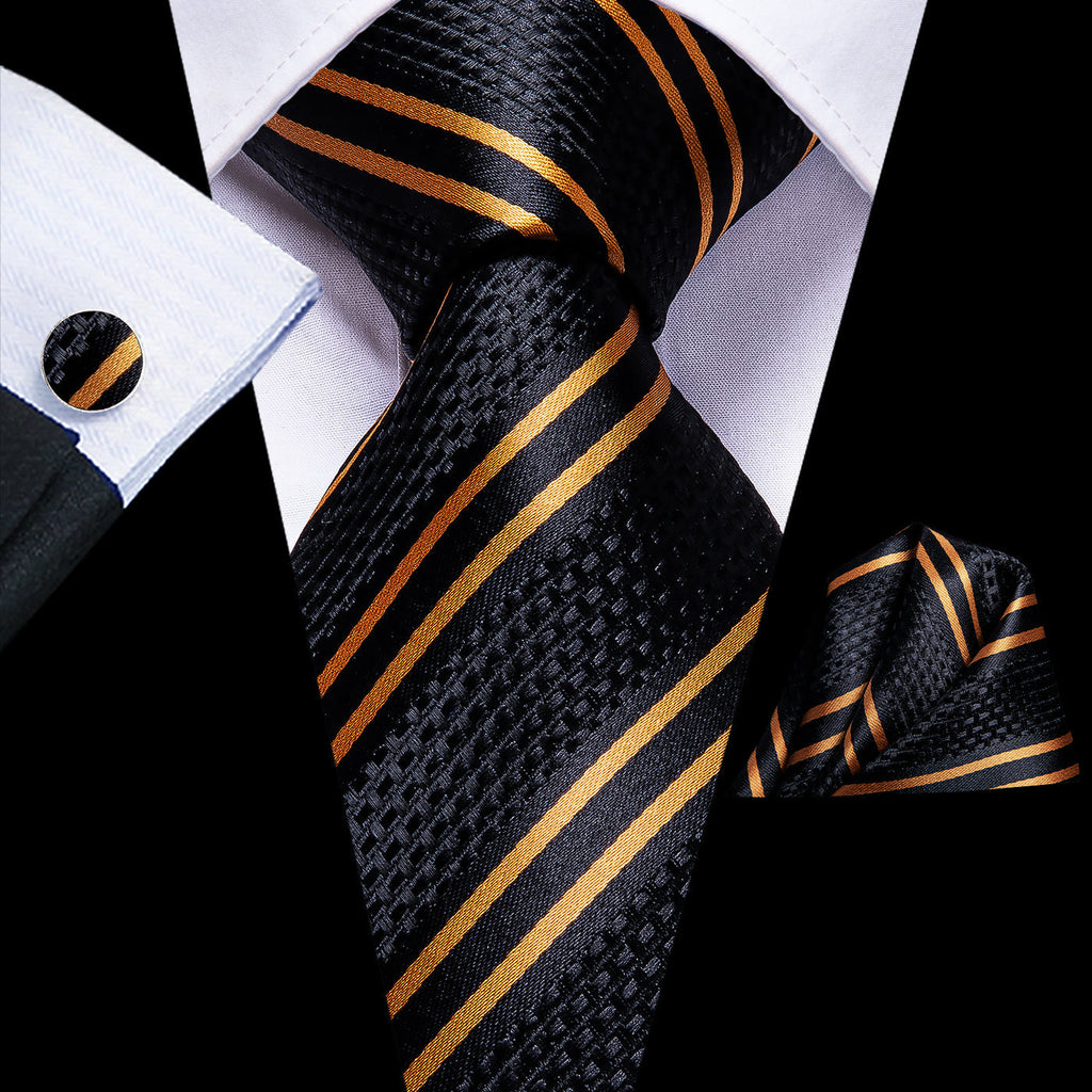GentCrest Black Striped Tie Sets - Image 1