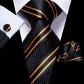 GentCrest Black Striped Tie Hanky Cufflinks Set - Image 1