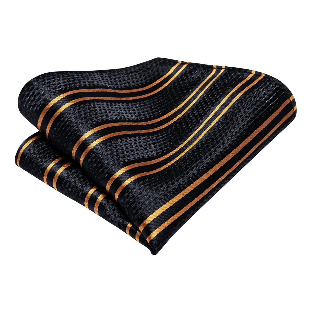 GentCrest Black Striped Tie Hanky Cufflinks Set - Image 3