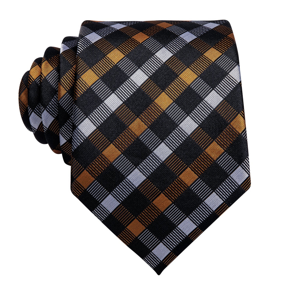 GentCrest Black Plaid Tie Hanky Cufflinks Set - Image 4