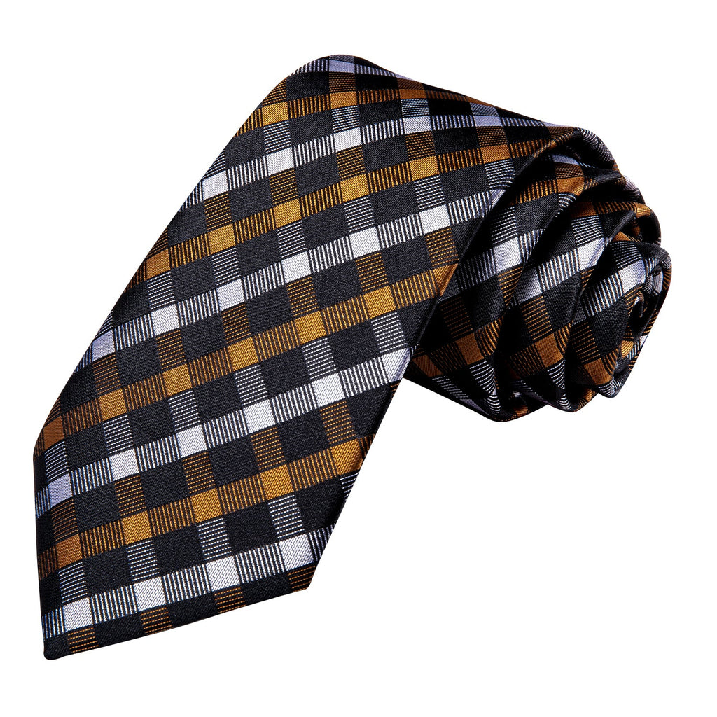 GentCrest Black Plaid Tie Hanky Cufflinks Set - Image 3