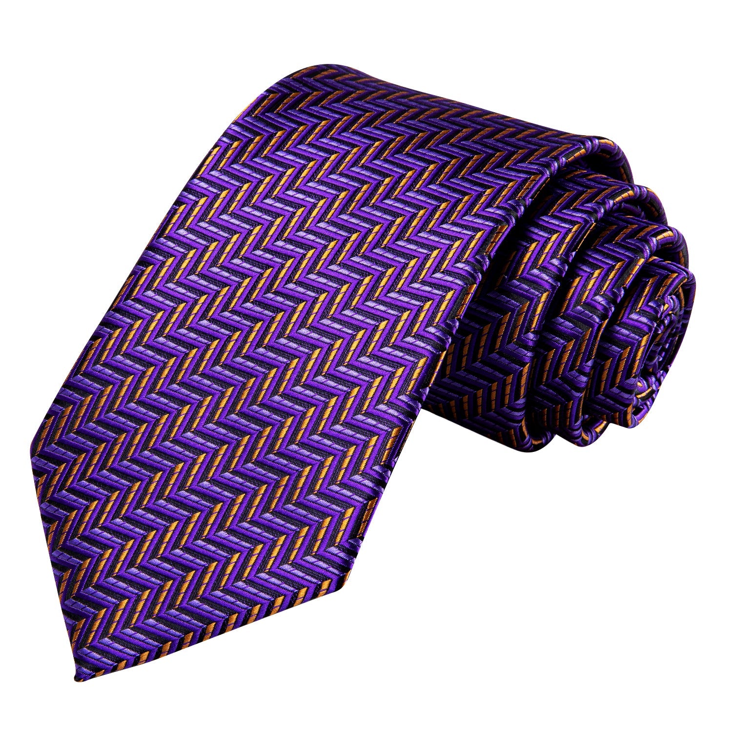 GentCrest Purple Striped Tie Hanky Cufflinks Set - Image 3