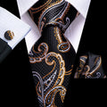 GentCrest Black Paisley Tie Hanky Cufflinks Set - Image 1