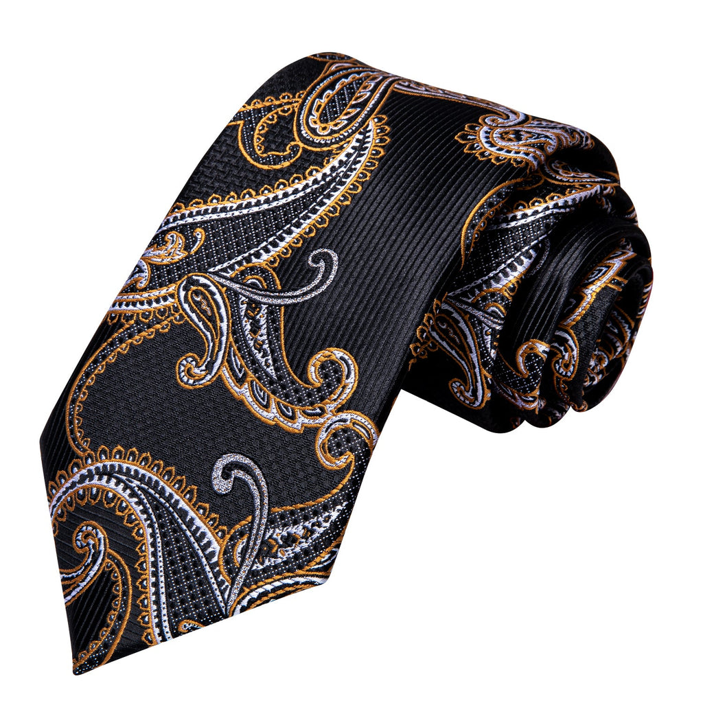 GentCrest Black Paisley Tie Hanky Cufflinks Set - Image 4